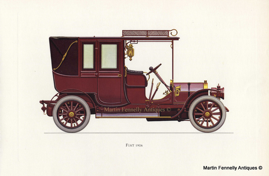 766 Set of Four Framed - Vintage Italian Cars from Veteran and Vintage 1964 - Image 4