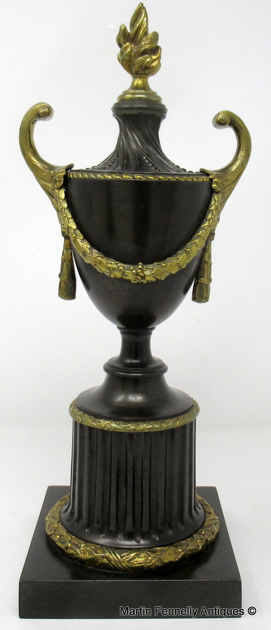 303 Sold Fine Pair English Ormolu Bronze Empire Urns 19thCt - Image 3