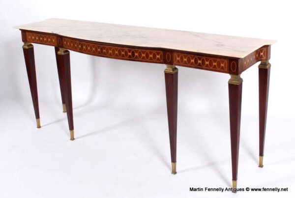 208 Sold Italian Marquetry Inlaid Marble Top Console Table by Paolo Buffa
