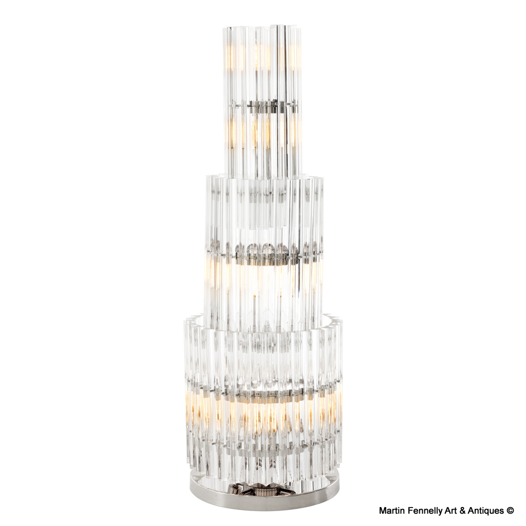 032 Sold Pair of Large Crystal Tower Table Lamps - Art Deco - Superb Design - Italian Venini - Image 3