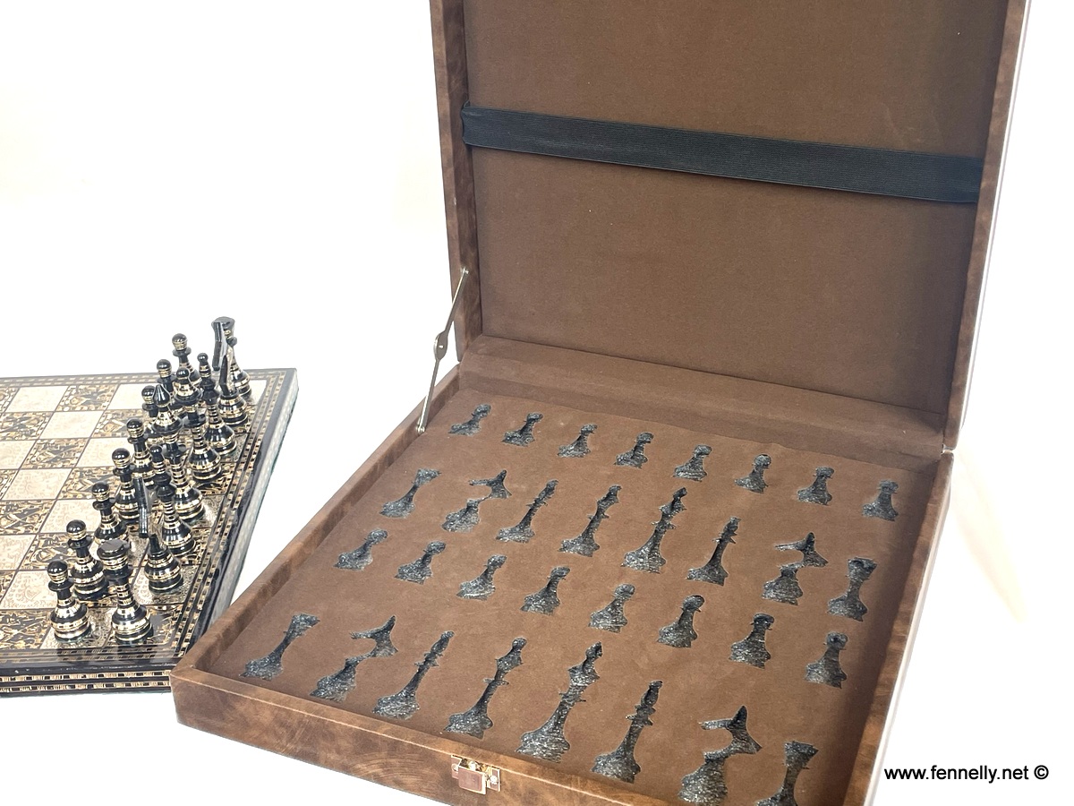 273 Beautiful Brass Chess Set - Brass - Tribal Design - Cased - Image 8