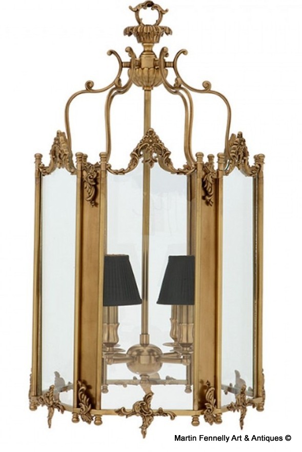 901 Sold Pair of Large Hall Lanterns - Antique Brass - Glass - Superb - Image 2