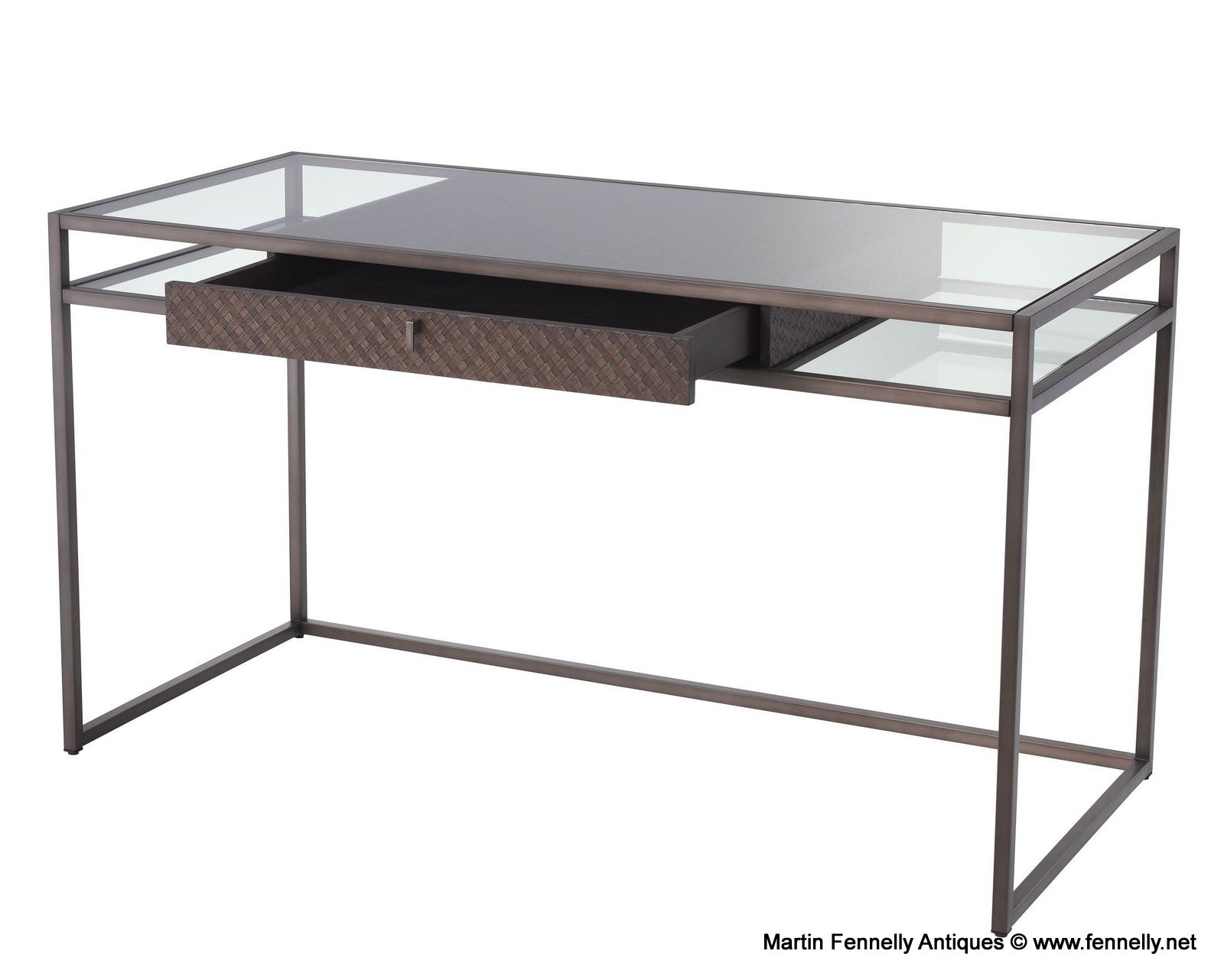 M126 Napa Valley Desk - Woven Oak - Glass - Image 2