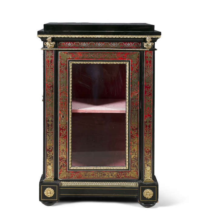 316 Antique Pair French Boulle Marquetry Pier Cabinets 19 Ct - Image 2