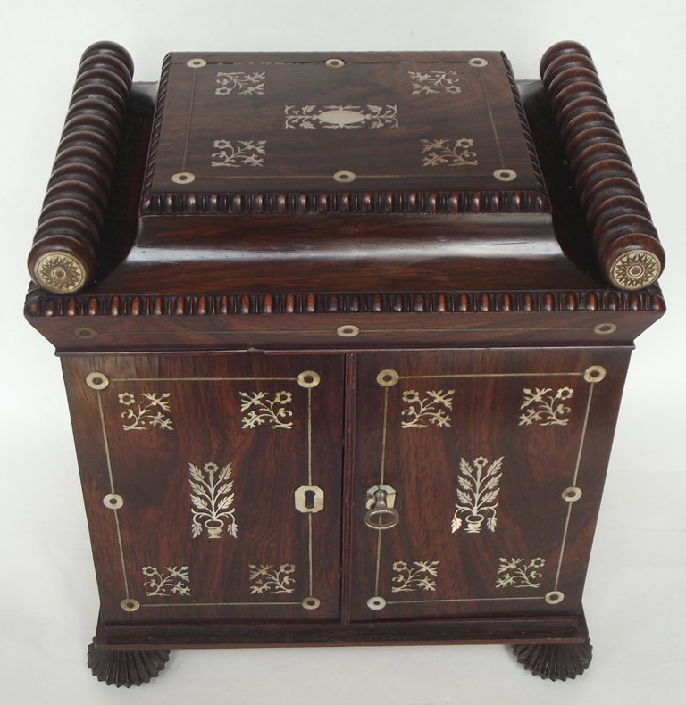 251 Sold Regency Rosewood Mother of Pearl Jewellery Casket 19th Ct