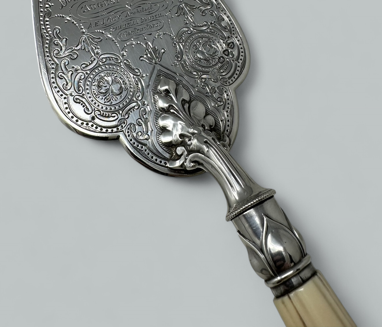 160 Antique English Sterling Silver Brick Layers Trowel Bone Handle Henry Wilkinson - Image 5