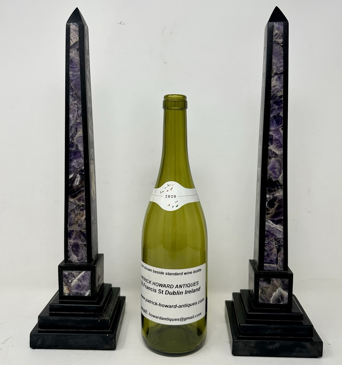 679 Sold Antique Pair Italian Grand Tour Amethyst Blue John Marble Neoclassical Obelisks Columns - Image 7