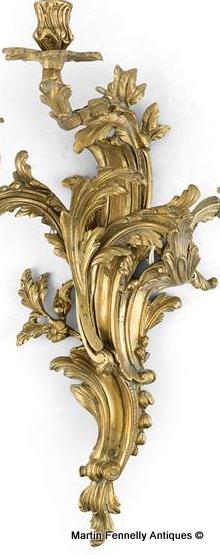 309 Sold Fine Set Four French Ormolu Three Light Wall Lights late 19thCt - Image 3