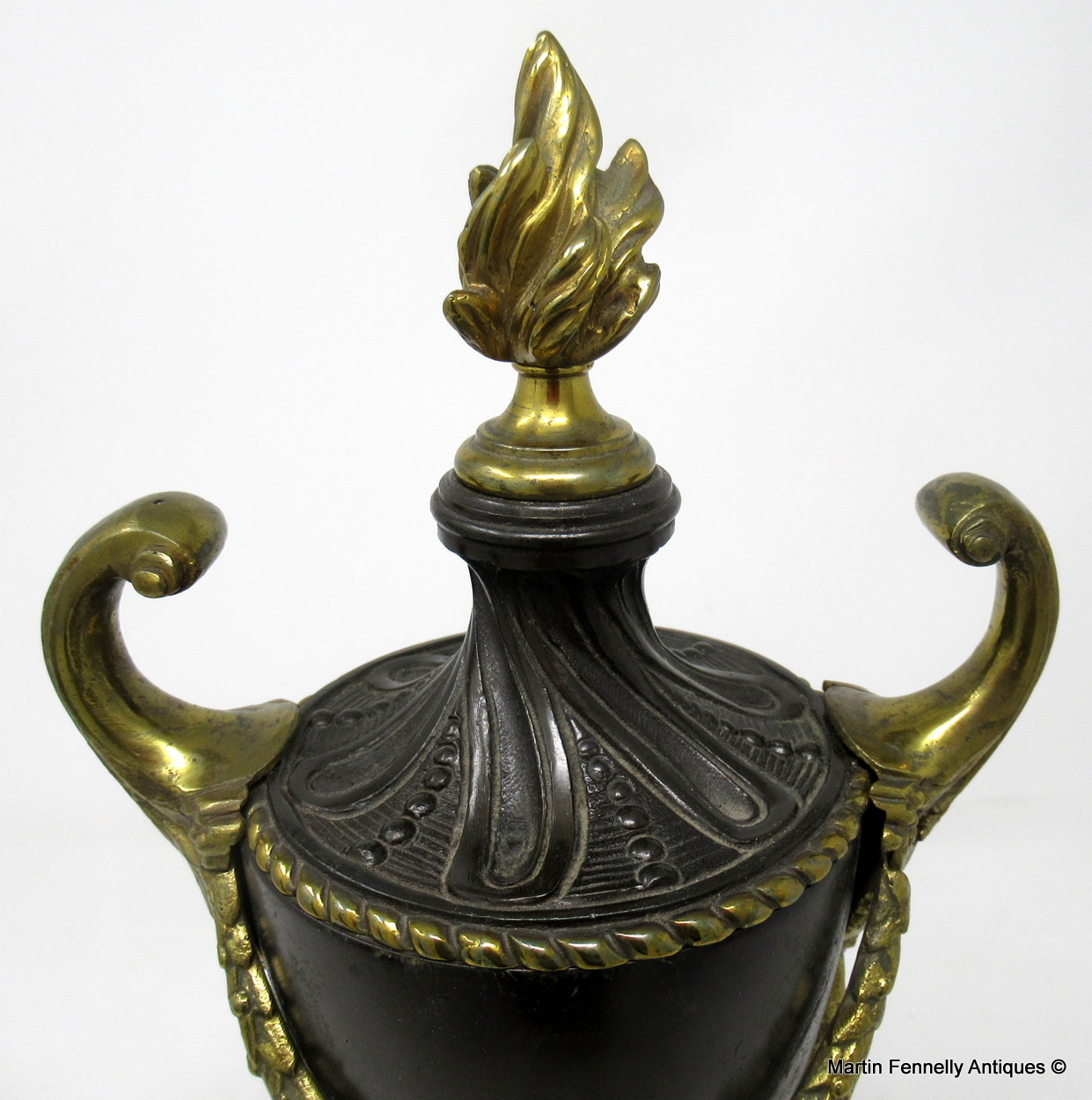 303 Sold Fine Pair English Ormolu Bronze Empire Urns 19thCt - Image 6