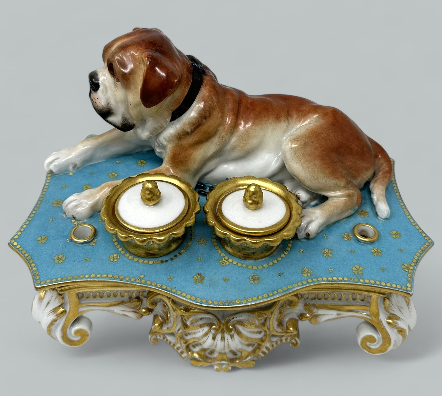 119 Antique French Porcelain Jacob Petite Desk Set Inkstand Provenance Ava Gardner - Image 2