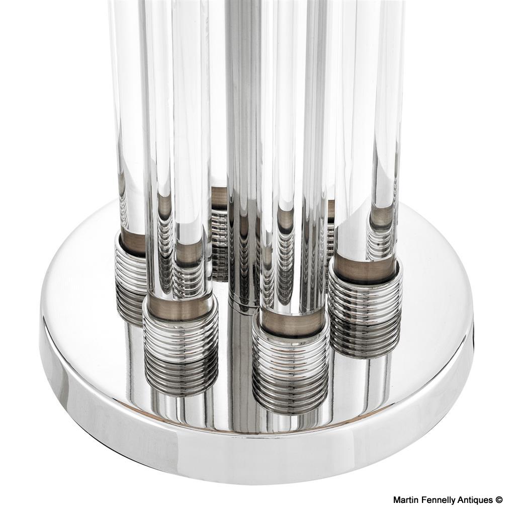 M062 Pair of Modern Design Nickel and Glass Tables Lamps - Image 4