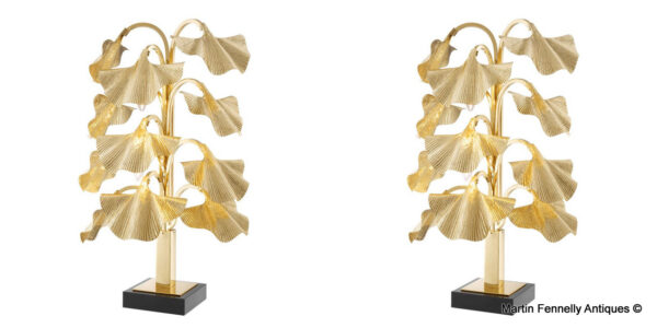 M105 Sold Spectacular Pair of Modern Design - Gingko Tree Lamps