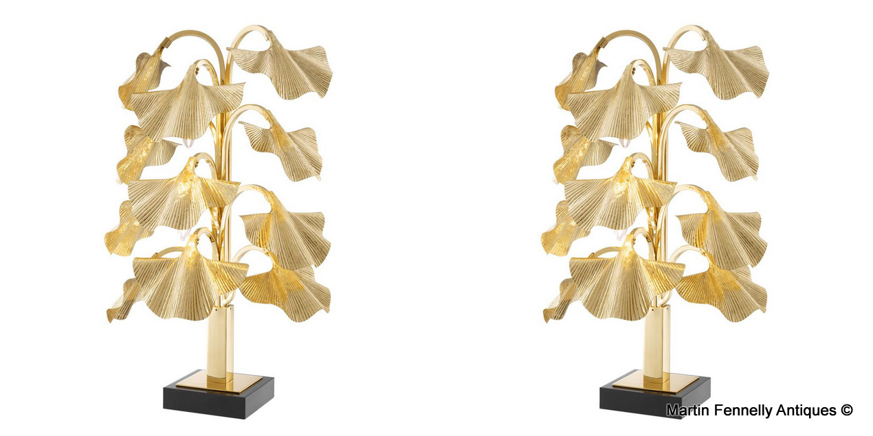 M105 Sold Spectacular Pair of Modern Design - Gingko Tree Lamps