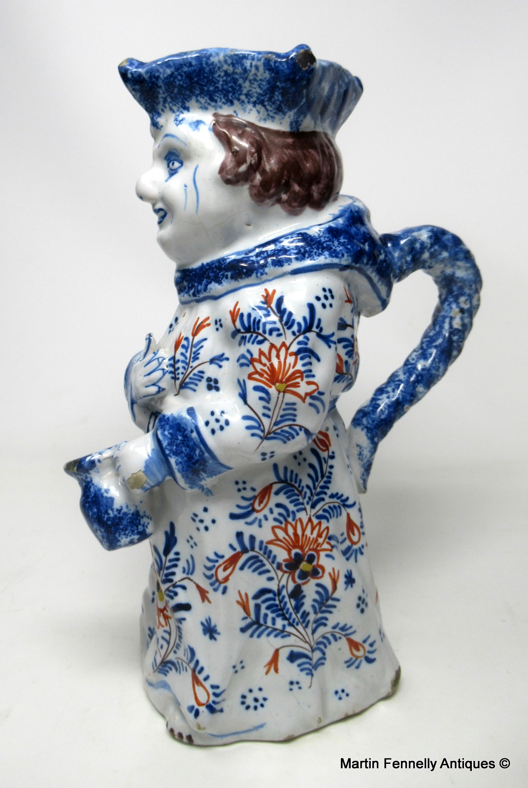 394 Delft Dutch Toby Jug - Late 19th Century - Blue and White - Image 3