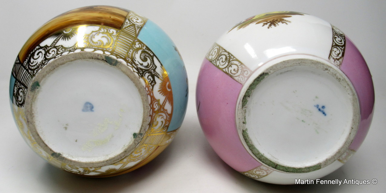 277 Pair of Dresden Hand Painted Vases Classical Floral Scenes 19thCt - Image 6