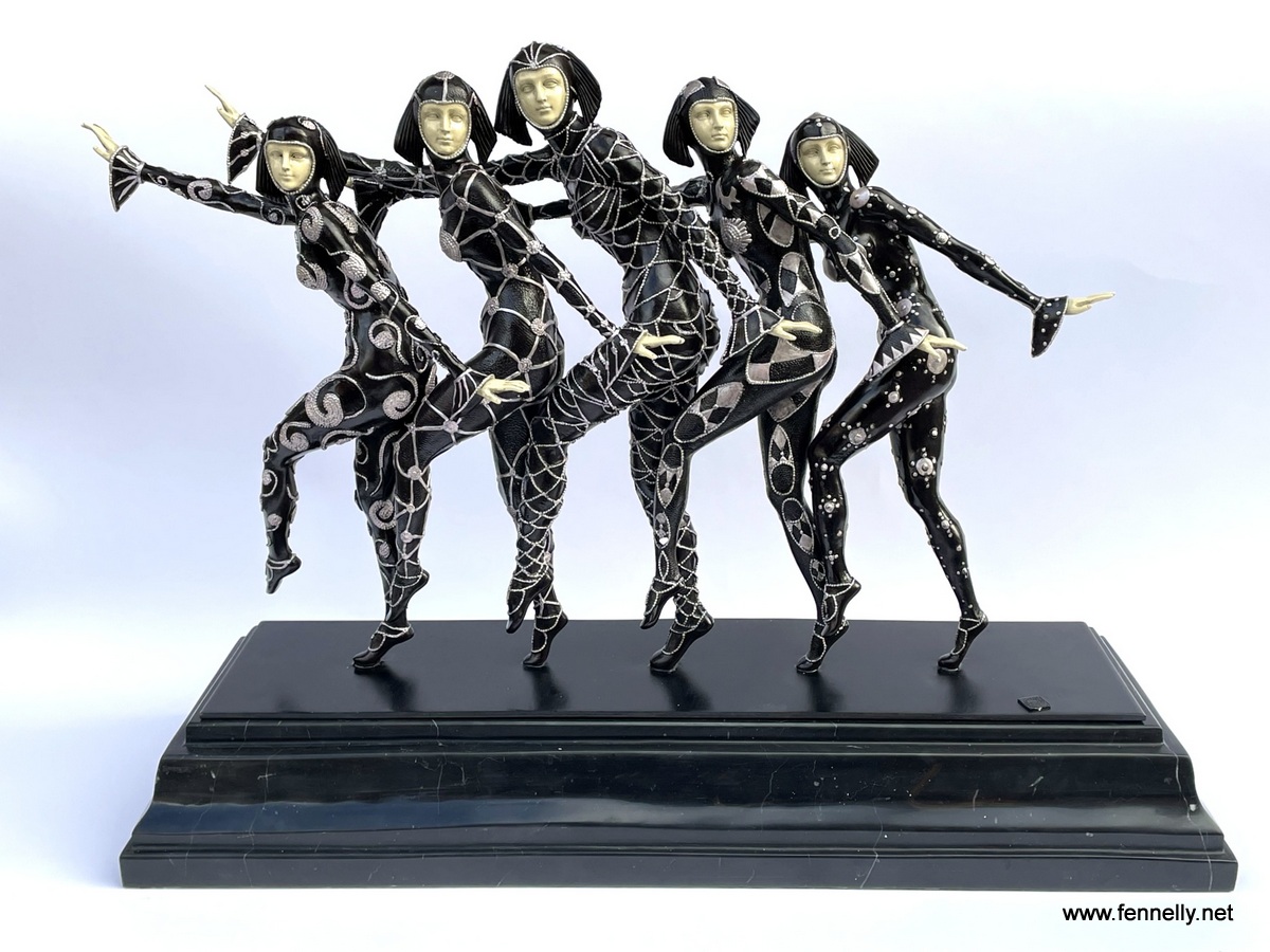254 Sold Bronze and Marble Sculpture - 'Les Girls' - Chiparus - Art Deco