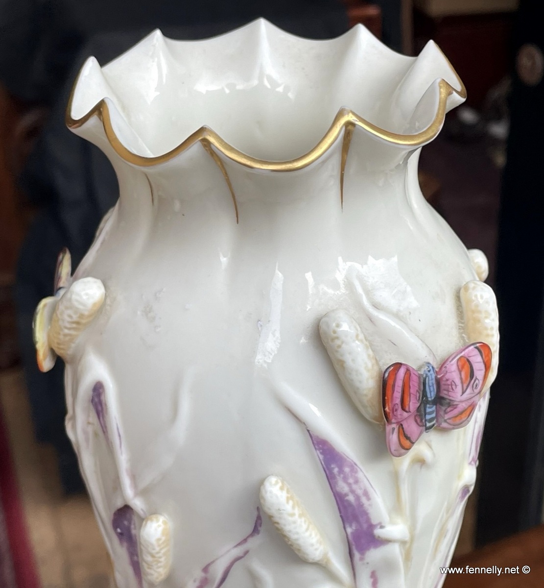 607 Sold Stunning Pair Belleek 'Triple Fish Vase' First Period 1863-1890 - Image 4