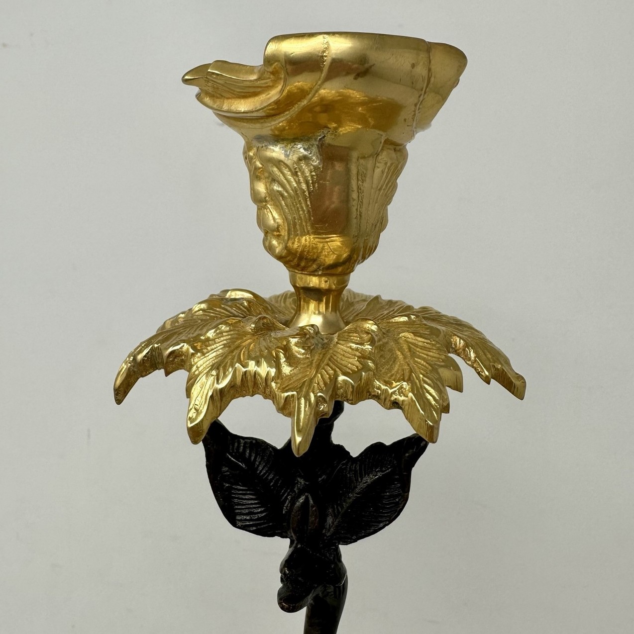 249 Sold Pair English Ormolu Gilt Bronze Candlesticks Storks Cranes Attributed to Abbott - Image 4