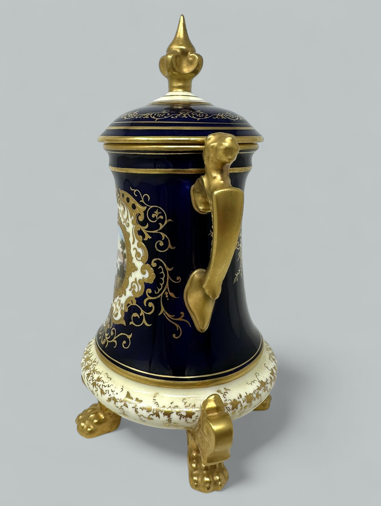 940 Antique Coalport Hand Painted Porcelain Vase Urn English Landscape Painting 1910 - Image 4