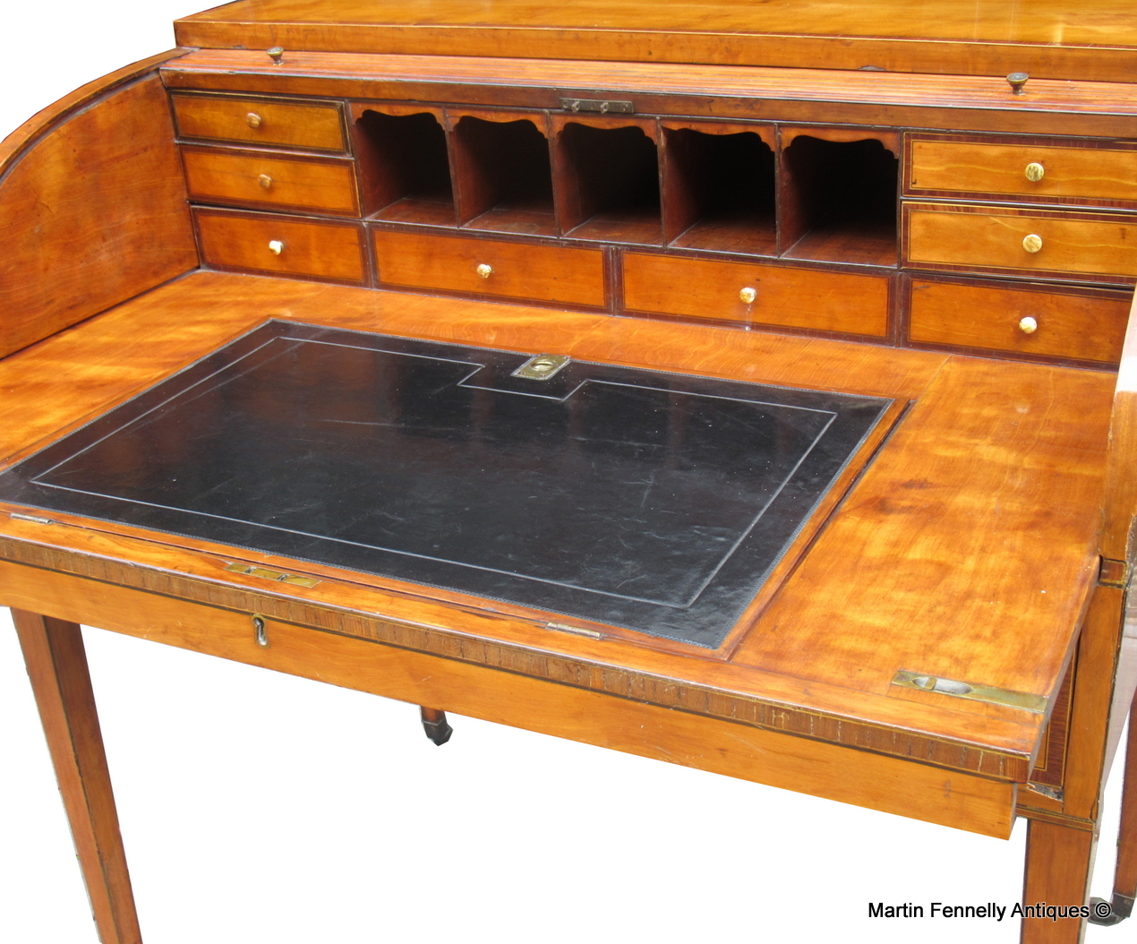 548 Sold Fine West Indian Satinwood Tambour Satinwood Cylindrical Bureau attrib. Gillows 18thCt - Image 11