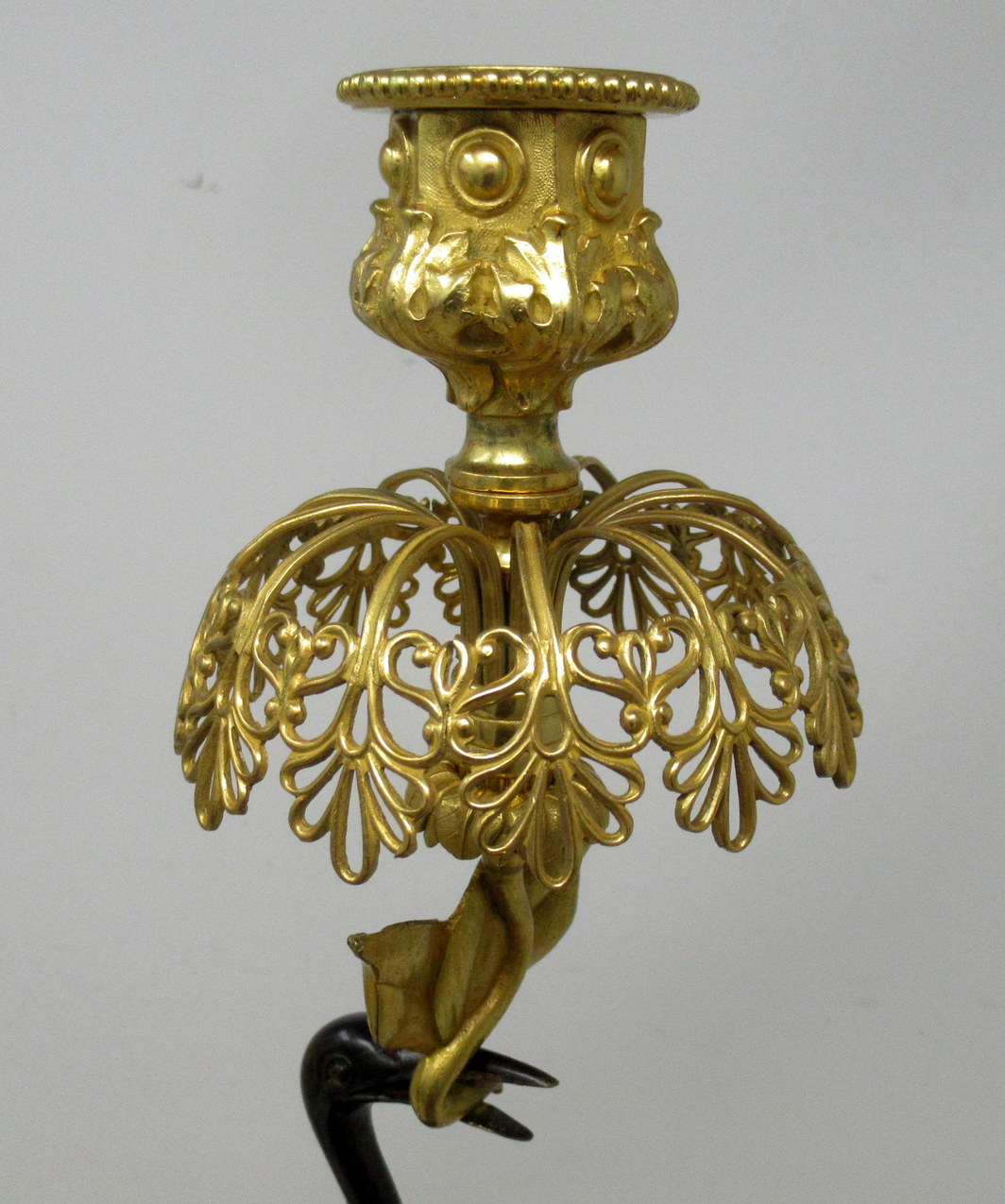 455 Sold Antique Pair of English Ormolu Gilt Bronze Candlesticks Storks Cranes by Abbot - Image 6