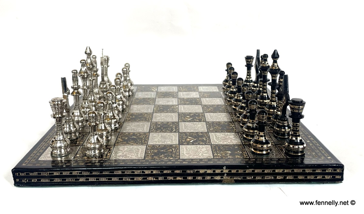 273 Beautiful Brass Chess Set - Brass - Tribal Design - Cased - Image 2