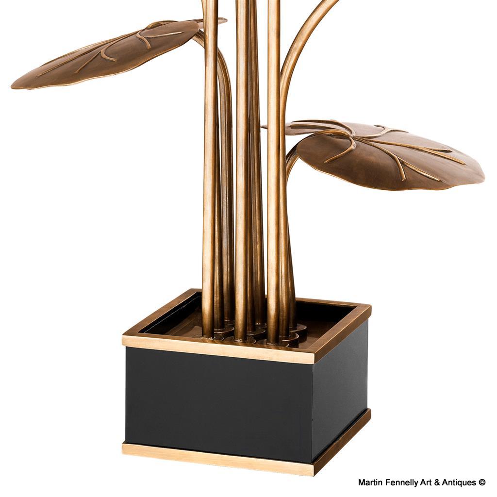 M043 Spectacular Designed Pair of Floral Brass Lamps - Image 4