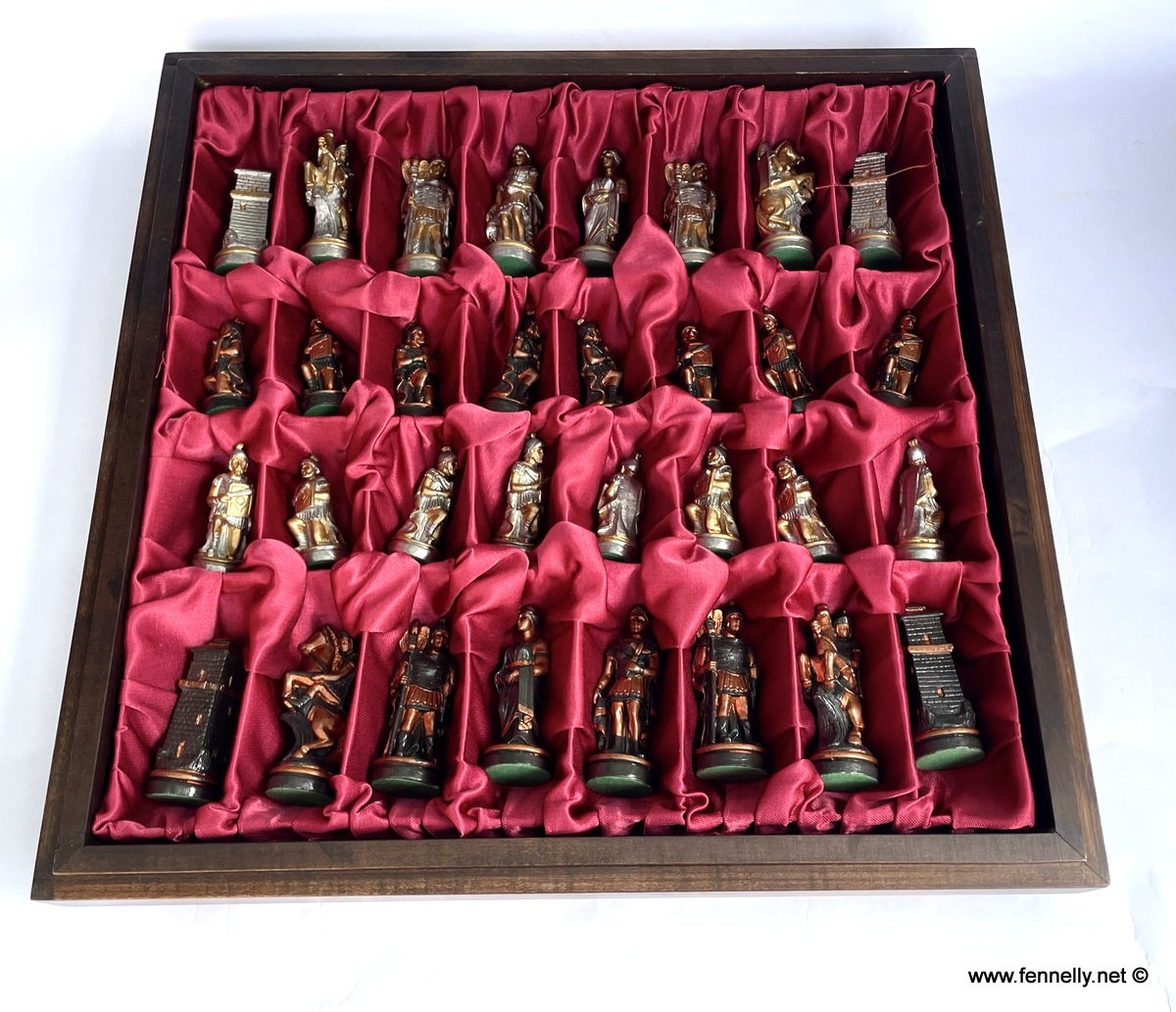 482 Sold Chess Set - Roman Themed - Original Board and Storage - Image 3