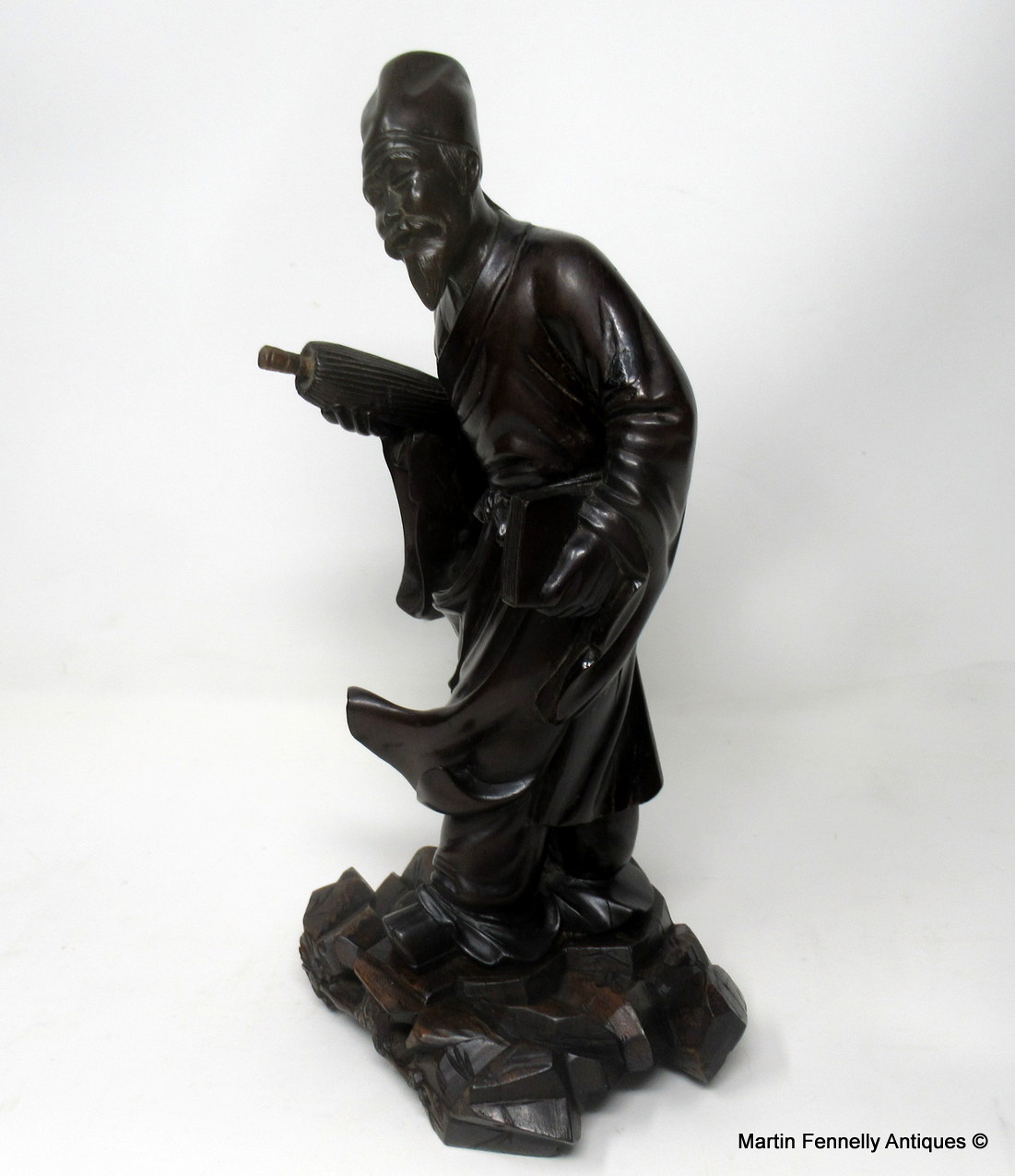 401 Sold Antique Chinese Carved Wood Figure of Sage Immortal Male Guangxu Period 19th Cen - Image 4