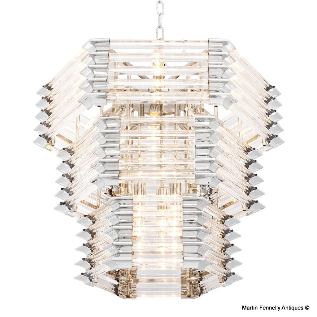 M086 Sold Superb Clear Glass Rod and Nickel luxury modern chandelier - Image 4