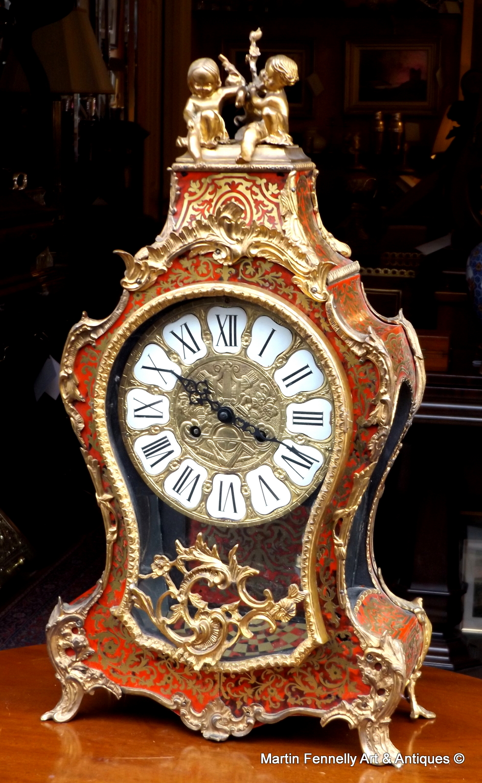 093 French Boulle Ormolu and Tortoise shell inlaid Mantel Clock - Image 2