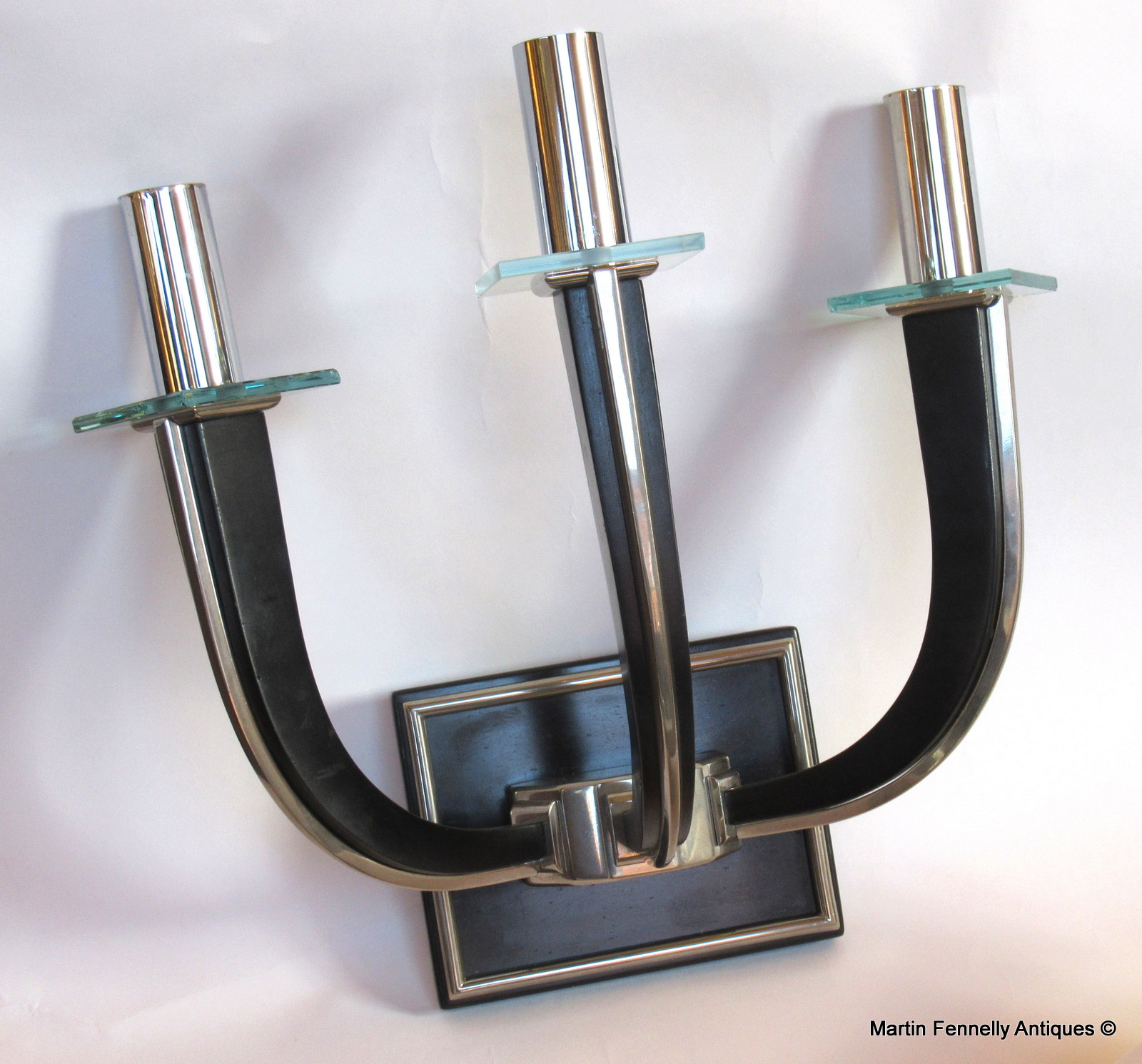 051 Sold Superb Pair of Art Deco Three Arm Wall Sconces - Circa 1940 - Image 3