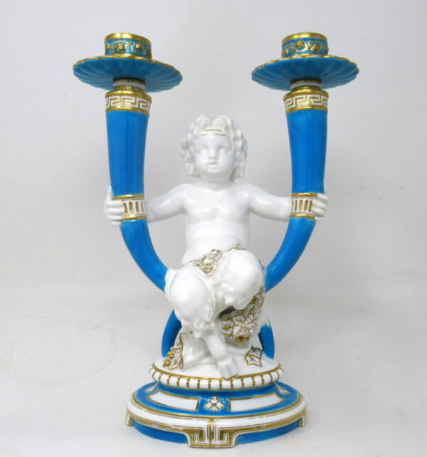 037 Sold Minton Staffordshire Porcelain Candelabra Centerpiece Cherub 19th Ct