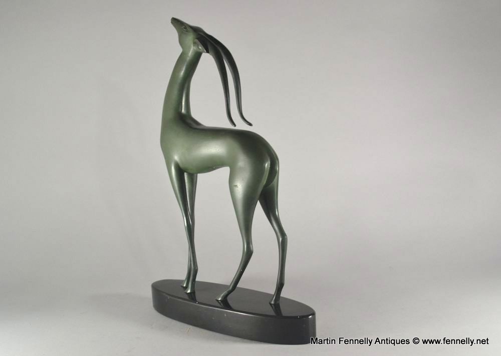 819 Sold Art Deco Bronze - Antelope on Marble Base - Signed Boisnoir - Image 6