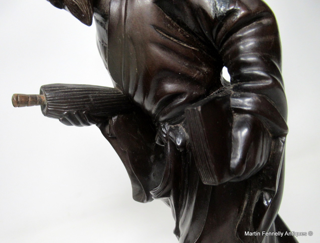 401 Sold Antique Chinese Carved Wood Figure of Sage Immortal Male Guangxu Period 19th Cen - Image 8