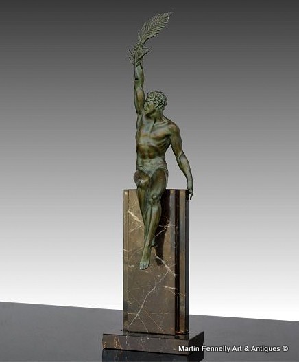 172 Pierre Le Faguays 'Glorie' a Patinated Bronze Model of an Athlete, circa 1925