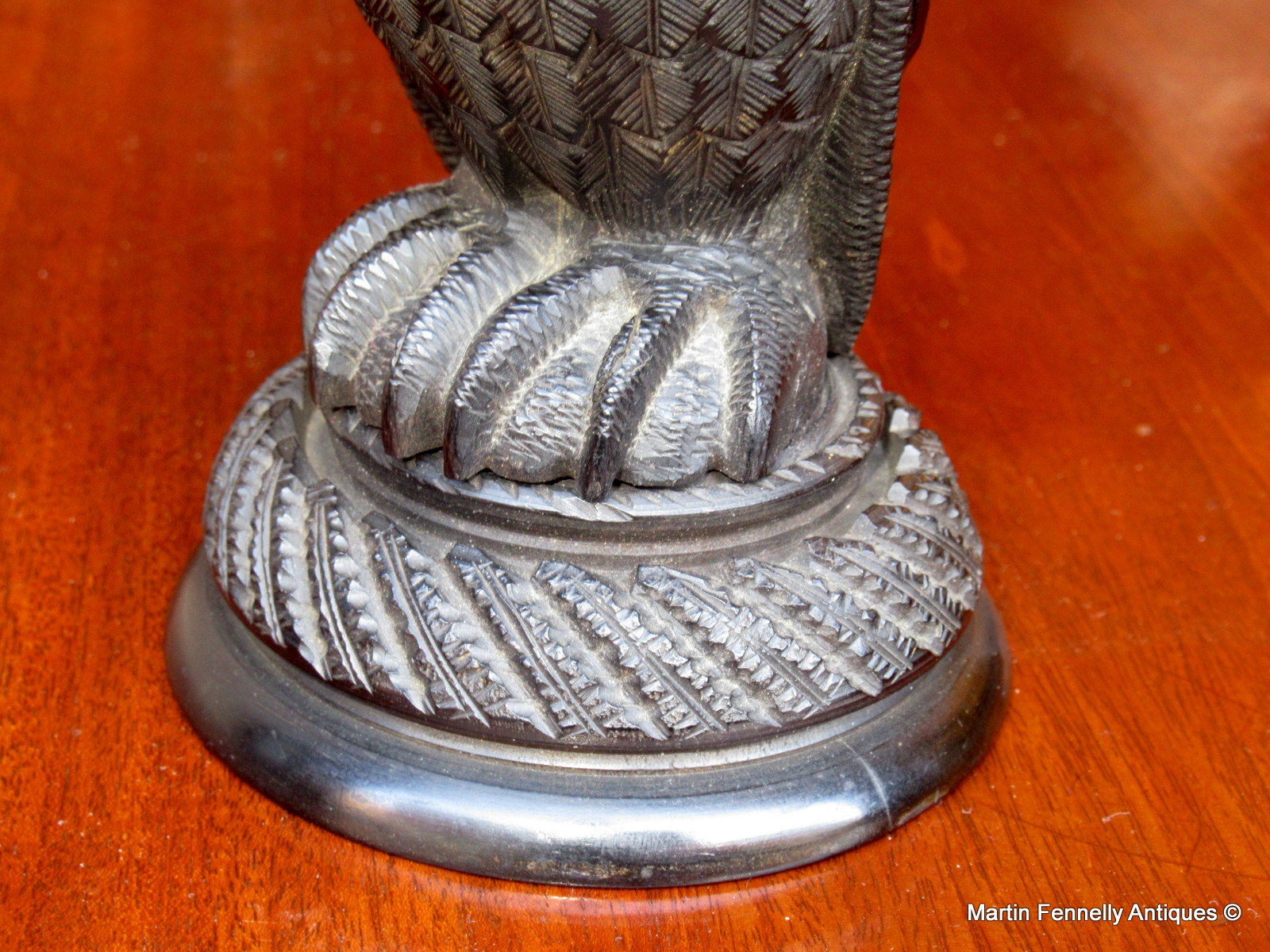 033 Sold Rare large Irish Bog Oak Hand Carved Owl Mid 19th Ct - Image 5