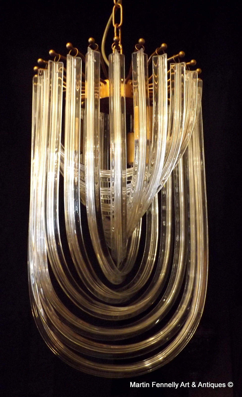 246 Sold Pair of Crystal Murano 'Curve' Chandeliers - Superb and Rare - Image 2