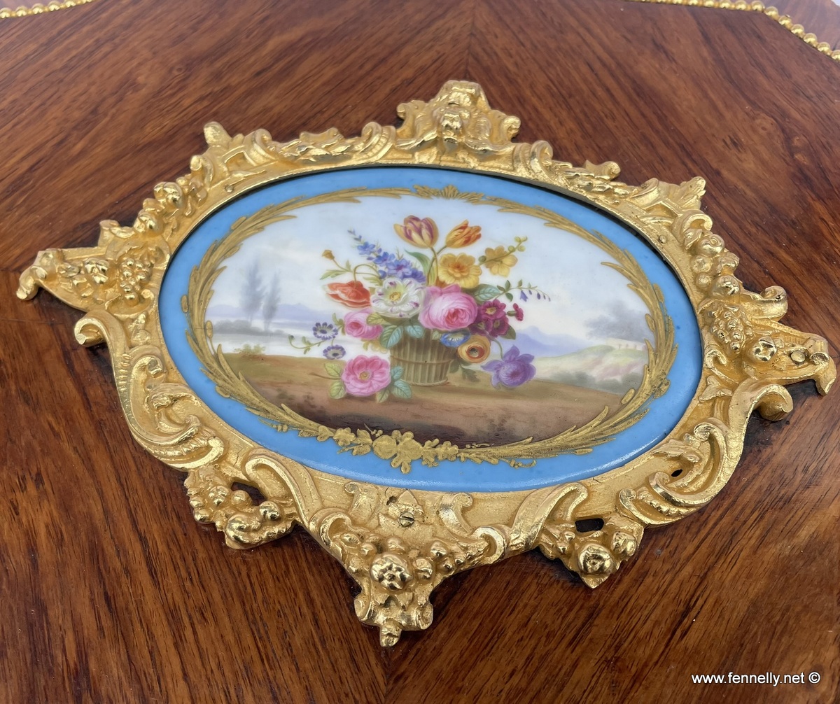 716 Sold Antique French Ormolu Kingwood Sevres Casket Jewelry Box by Vervelle Audot Paris - Image 5