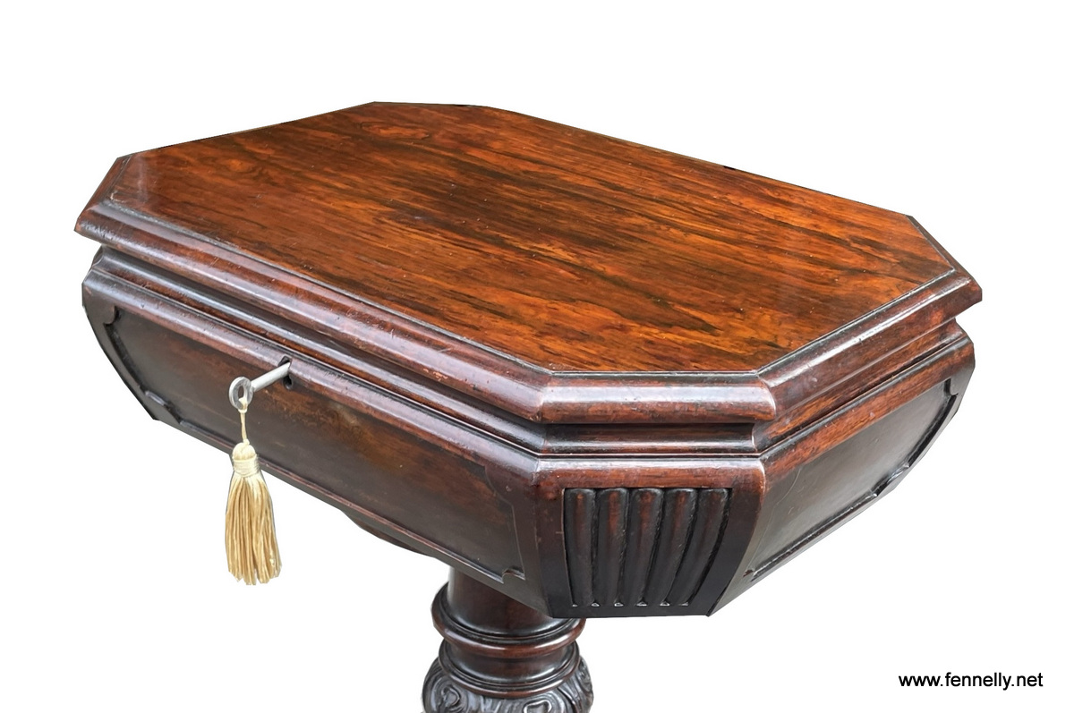 486 Sold Antique English Regency Rosewood Fitted Tea Poy Circa 1820 - Image 3