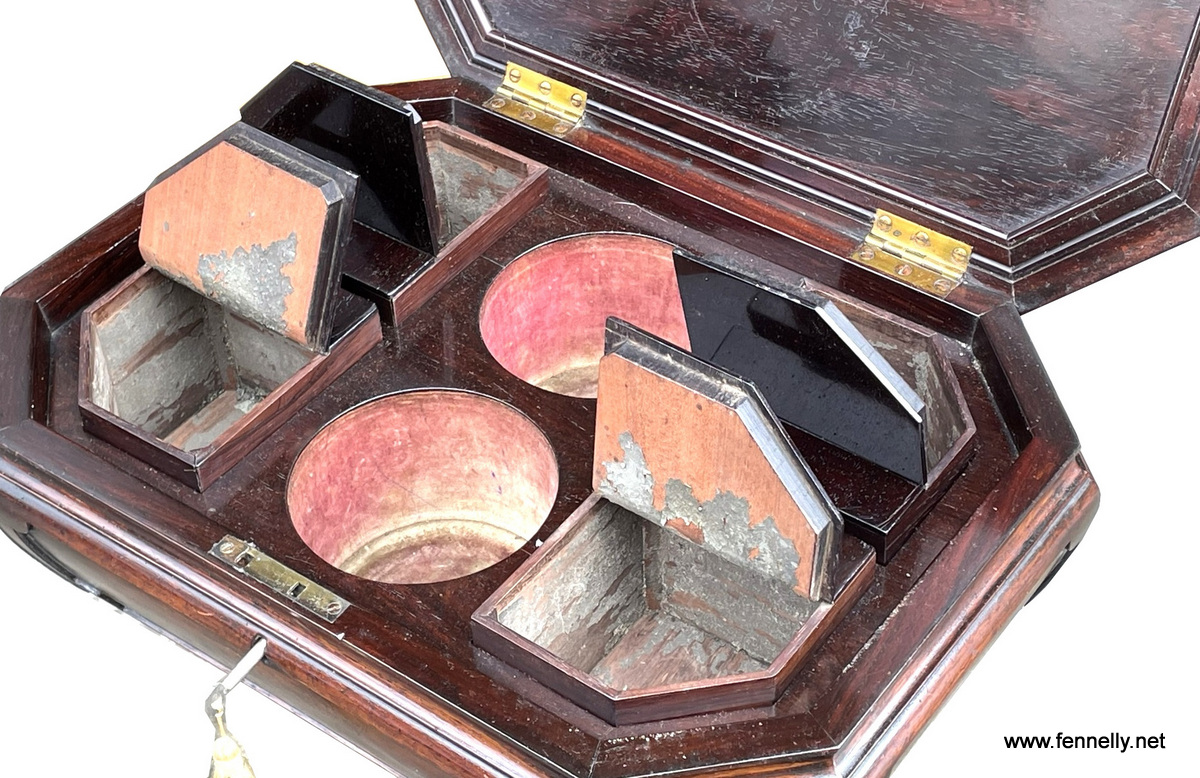 486 Sold Antique English Regency Rosewood Fitted Tea Poy Circa 1820 - Image 4