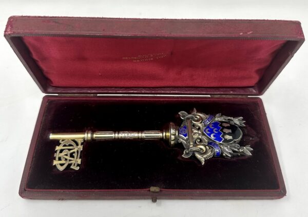 452 Sold Antique Victorian English Presentation Door Key Merthyr Constitutional Club 1894