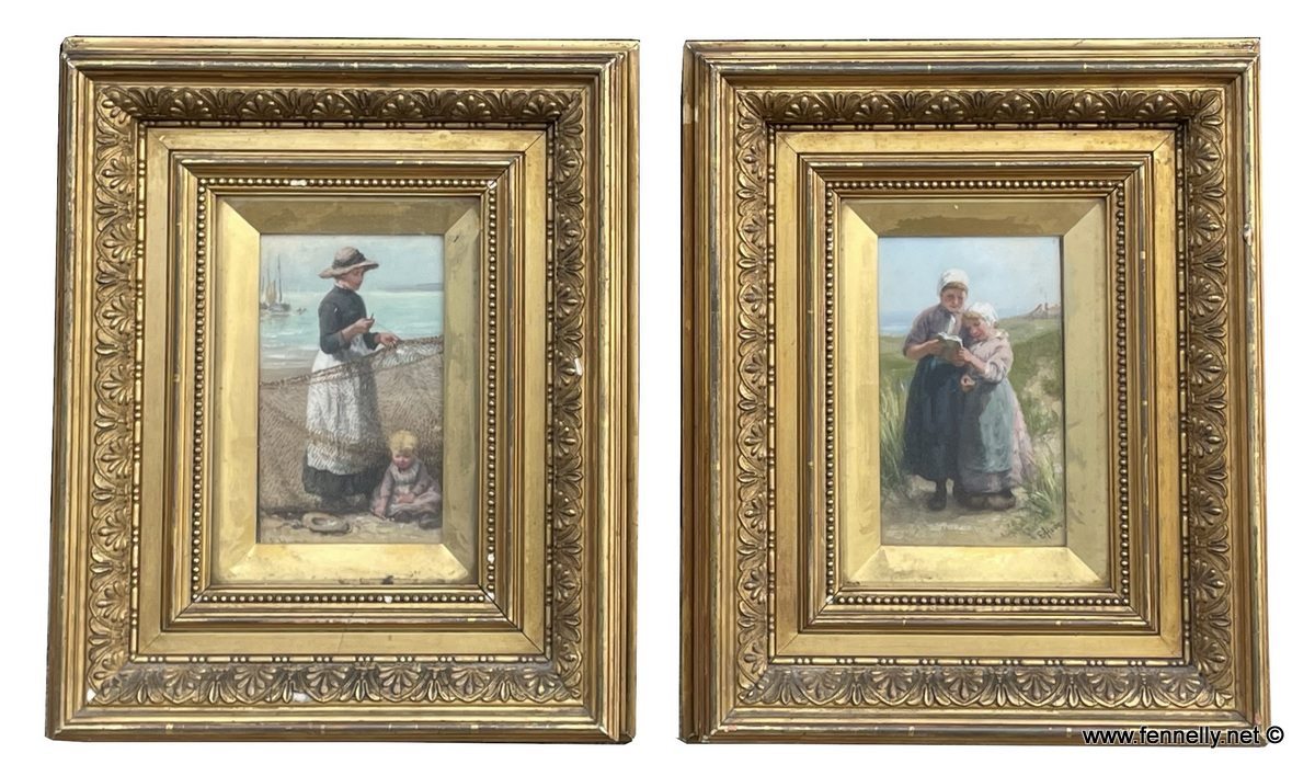503 Sold Pair of Oil on Panel Paintings by Edith Hume - Original Frames
