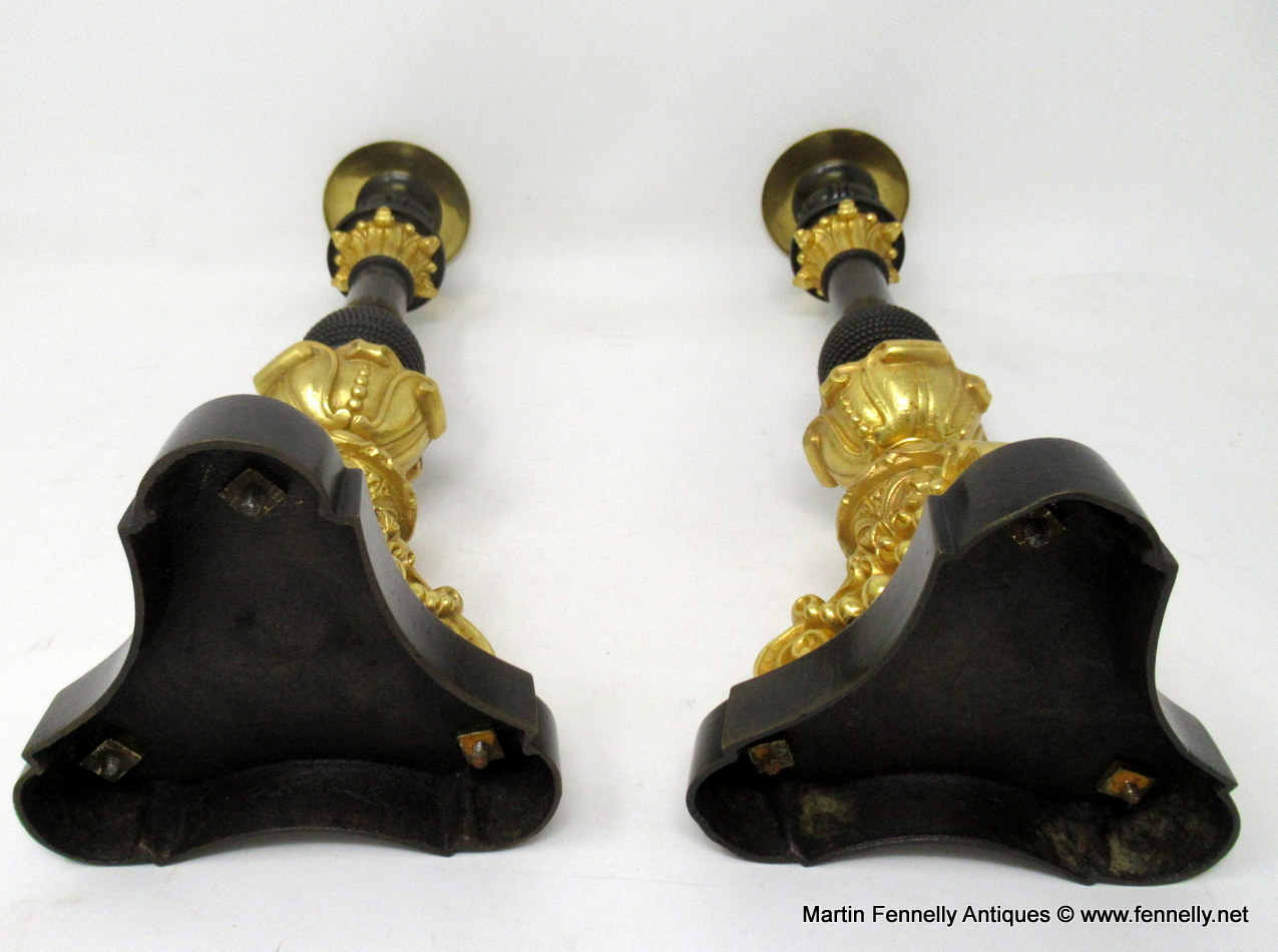 880 Sold Pair French Regency Period Ormolu Bronze Candlesticks early 19th Ct - Image 7