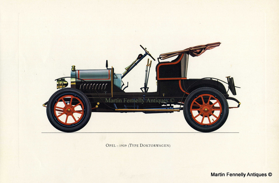 063 Set of Four Framed - Vintage German Cars from Veteran and Vintage 1964 - Image 2