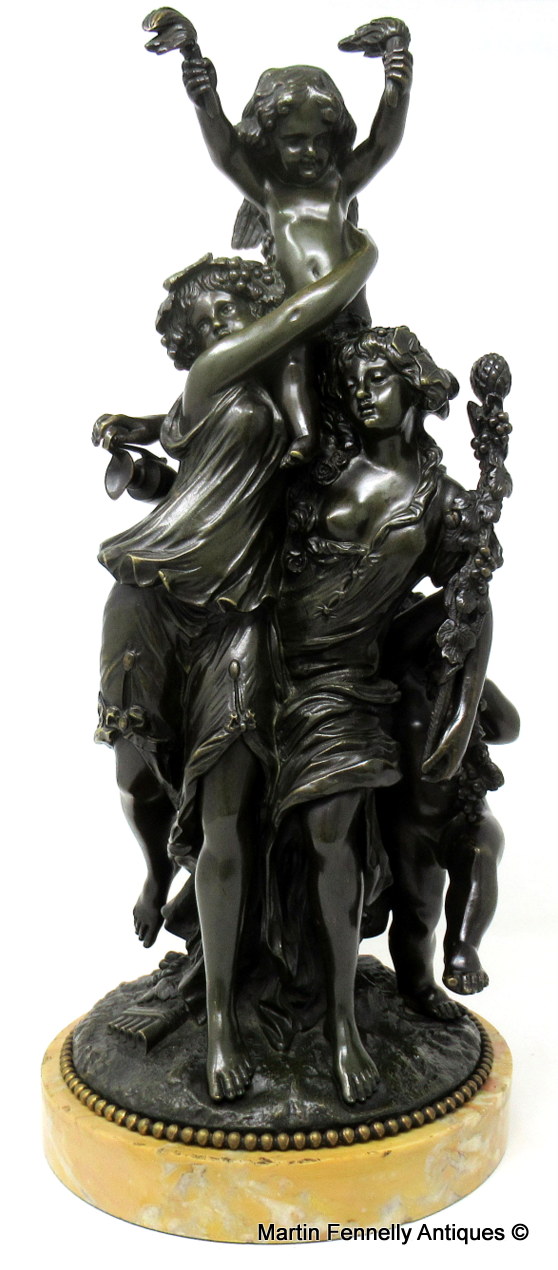250 Sold French Figural Bronze “Triumph of the Vine” Signed Edmond Louis Auguste Leveque 19thCt