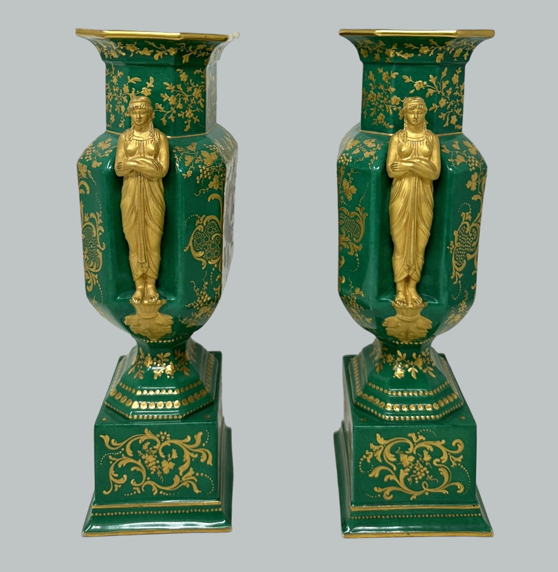 611 Sold Antique Pair French Sèvres Porcelain Gilt Mounted Urns Vases Centerpieces 1830 - Image 7