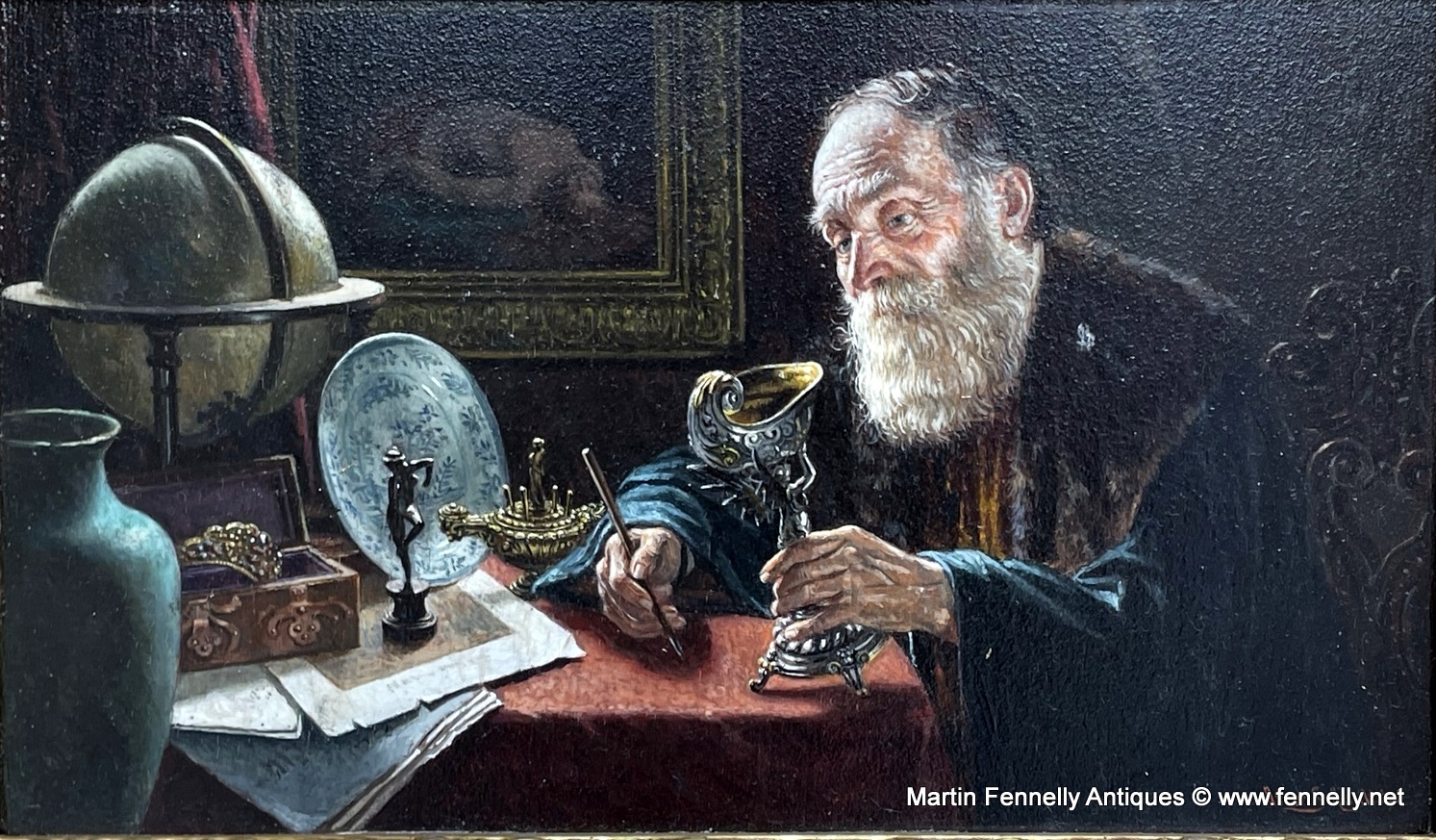 754 Sold The Antiquarian by Oscar Schmitt - 1825-1871 - German