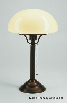 M015 Pair Art Deco Style - Column Lamps - Bronze and Ivory Shades - Superb Design - Image 2