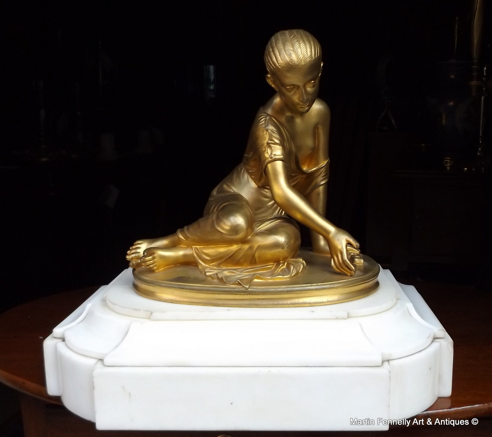 742 Sold Superb 19th Century Gilt Bronze on Marble - Girl Playing Knucklebones - Image 2
